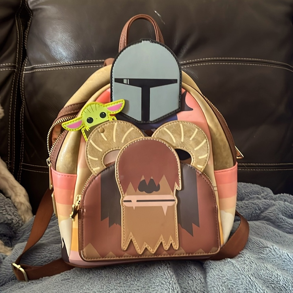 ❤️🚀❤️Loungefly Star Wars Mandalorion and Grogu Embroidered Backpack ❤️🚀❤️